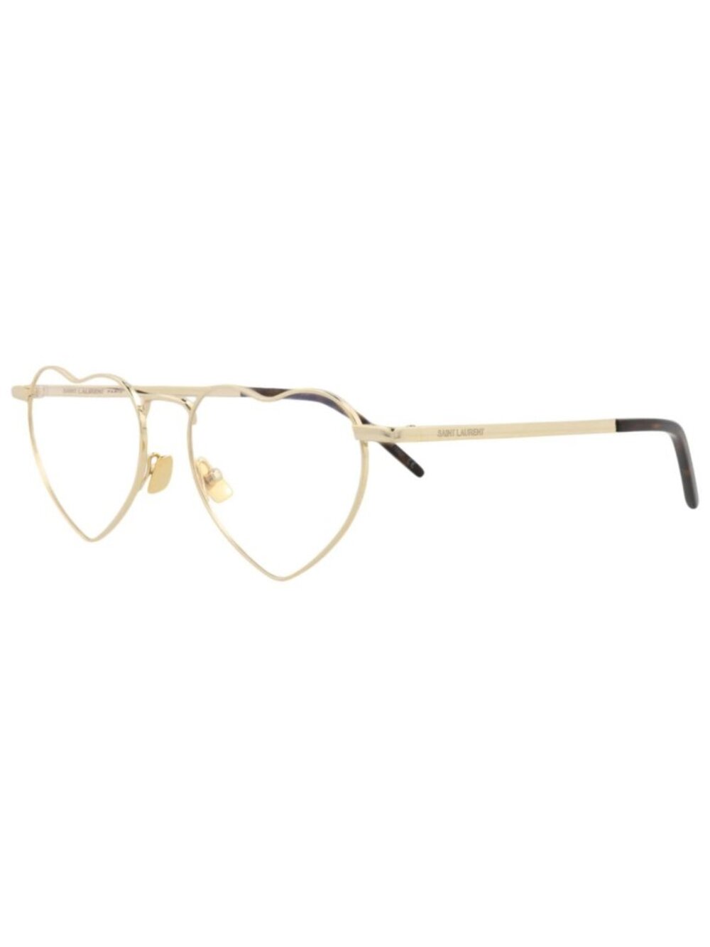 New Saint Laurent Women's Eyeglasses Cat Eye Metal Frame Gold Gold Transparent